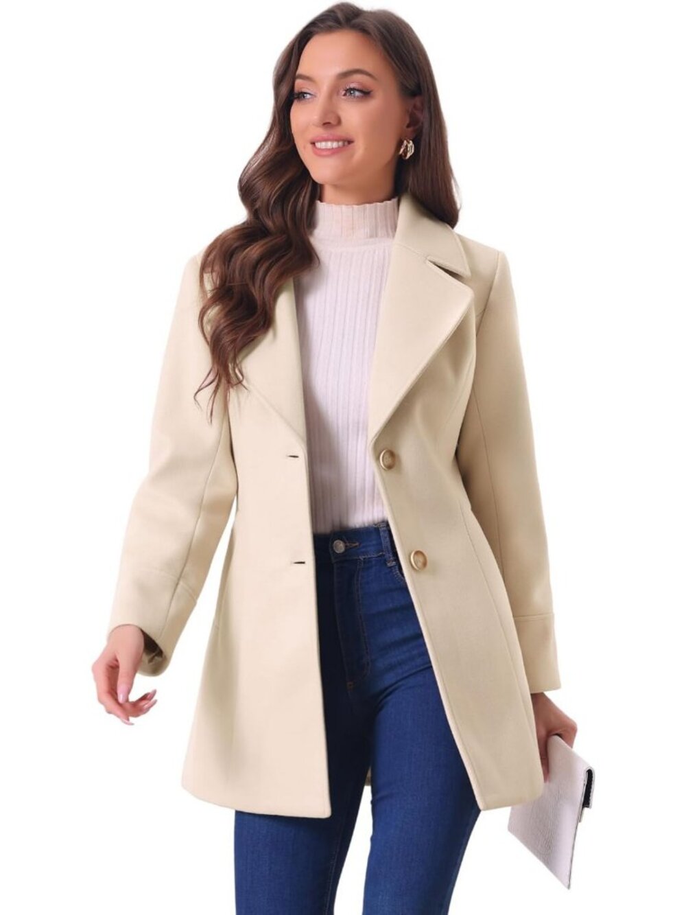 Elegant Women's Overcoat with Shawl Collar, Single Breasted Winter Coat